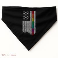 Thin Line Rainbow American Flag USA-Made Doggie Bandana thumb 0