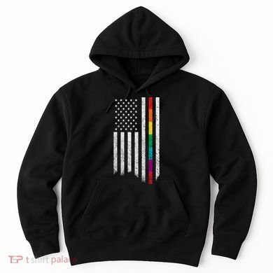 Thin Line Rainbow American Flag Hoodie