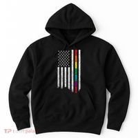 Thin Line Rainbow American Flag Hoodie thumb 0