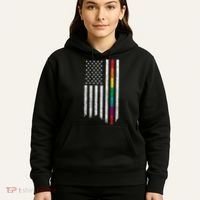 Thin Line Rainbow American Flag Hoodie thumb 5
