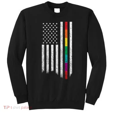 Thin Line Rainbow American Flag Sweatshirt