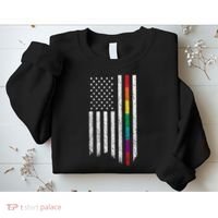 Thin Line Rainbow American Flag Sweatshirt thumb 2