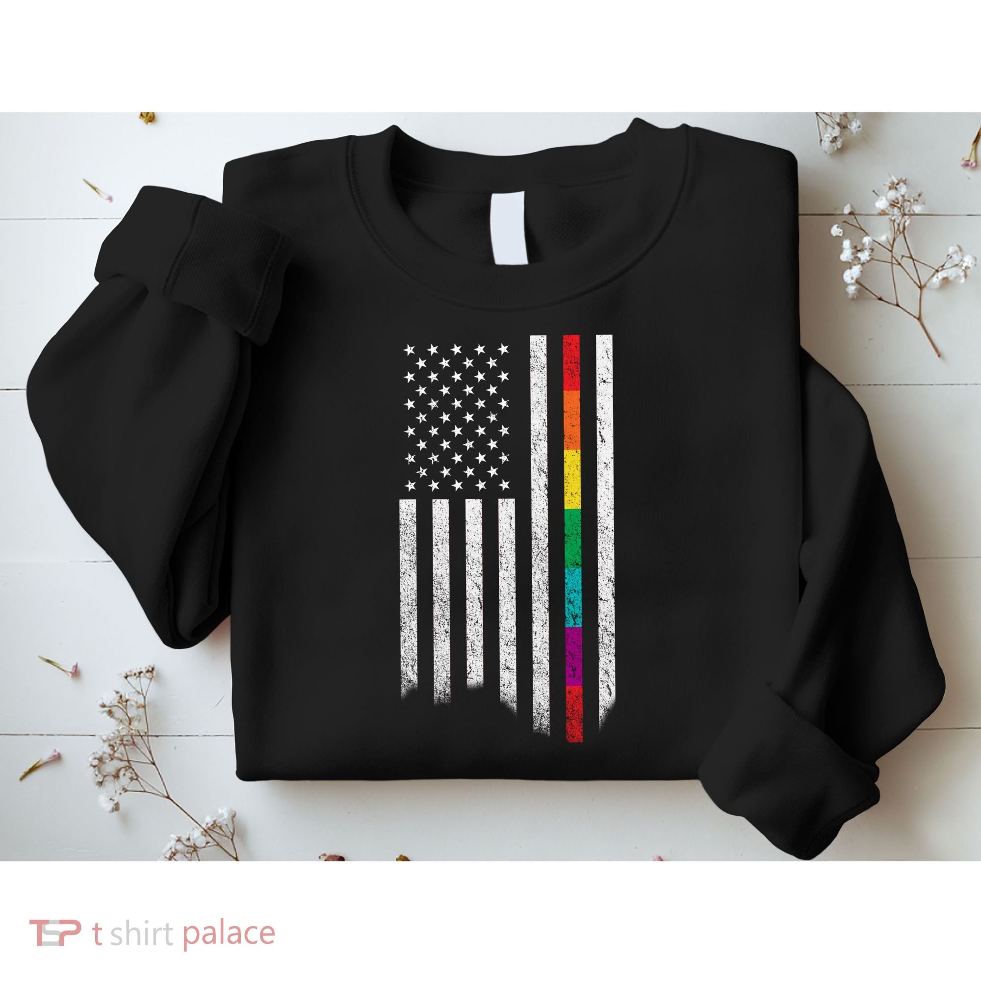 Thin Line Rainbow American Flag Sweatshirt