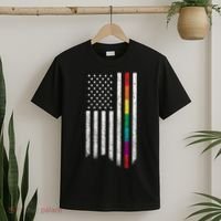 Thin Line Rainbow American Flag T-Shirt thumb 2