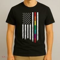 Thin Line Rainbow American Flag T-Shirt thumb 3