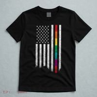Thin Line Rainbow American Flag T-Shirt thumb 5