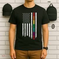 Thin Line Rainbow American Flag T-Shirt thumb 6