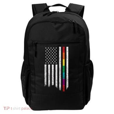 Thin Line Rainbow American Flag Backpack