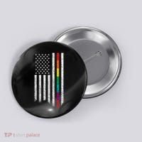 Thin Line Rainbow American Flag Button thumb 0