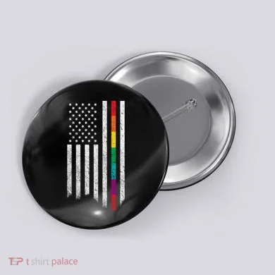 Thin Line Rainbow American Flag Button