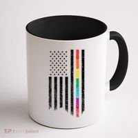 Thin Line Rainbow American Flag Coffee Mug thumb 1