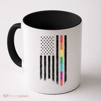 Thin Line Rainbow American Flag Coffee Mug thumb 0