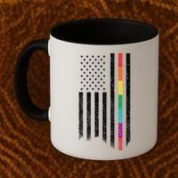 Thin Line Rainbow American Flag Coffee Mug thumb 2
