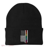 Thin Line Rainbow American Flag Beanie thumb 0
