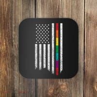Thin Line Rainbow American Flag Coaster thumb 0