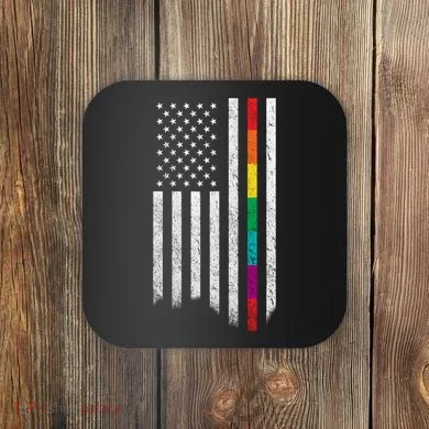 Thin Line Rainbow American Flag Coaster