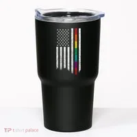 Thin Line Rainbow American Flag Tumbler thumb 0