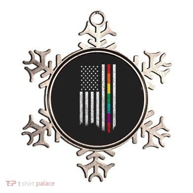Thin Line Rainbow American Flag Ornament
