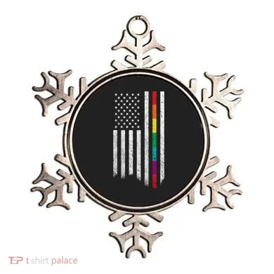 Thin Line Rainbow American Flag Ornament
