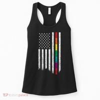Thin Line Rainbow American Flag Women's Tank Top thumb 0