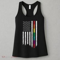 Thin Line Rainbow American Flag Women's Tank Top thumb 3