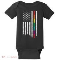 Thin Line Rainbow American Flag Baby Bodysuit thumb 0