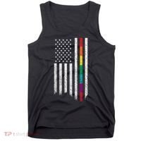 Thin Line Rainbow American Flag Tank Top thumb 0