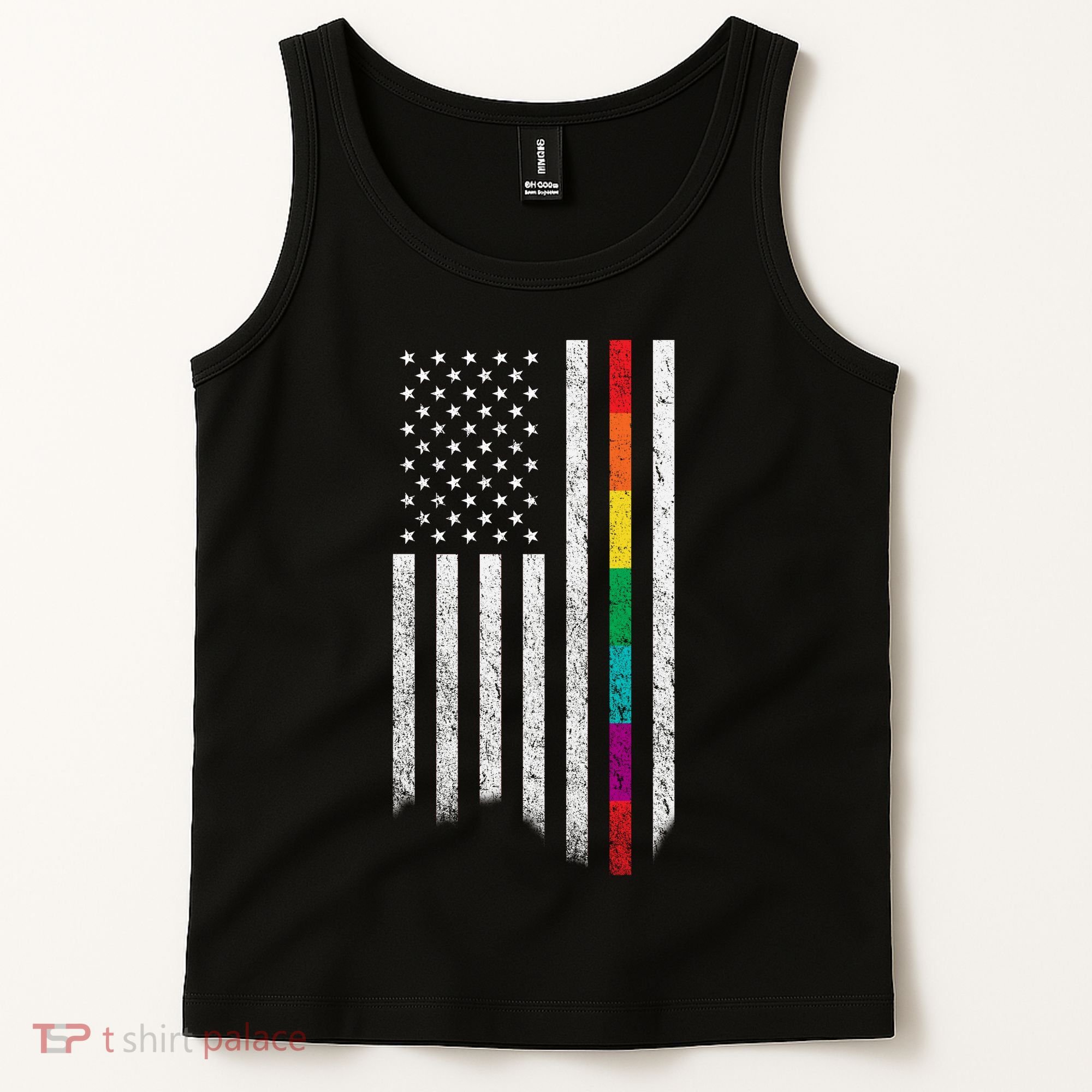 Thin Line Rainbow American Flag Tank Top