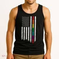 Thin Line Rainbow American Flag Tank Top thumb 3