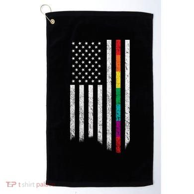 Thin Line Rainbow American Flag Golf Towel