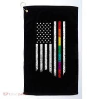 Thin Line Rainbow American Flag Golf Towel thumb 0