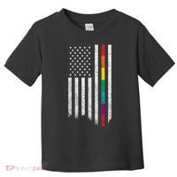 Thin Line Rainbow American Flag Toddler T-Shirt thumb 0