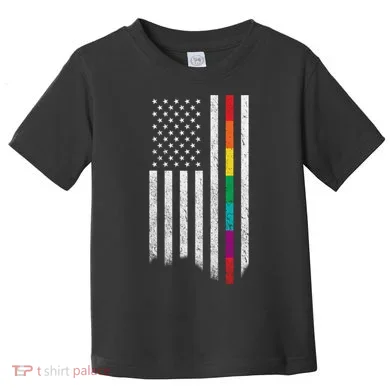 Thin Line Rainbow American Flag Toddler T-Shirt