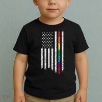 Thin Line Rainbow American Flag Toddler T-Shirt thumb 2