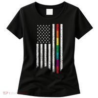 Thin Line Rainbow American Flag Women's T-Shirt thumb 0