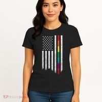 Thin Line Rainbow American Flag Women's T-Shirt thumb 4