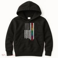 Thin Line Rainbow American Flag Kids Hoodie thumb 0