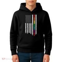 Thin Line Rainbow American Flag Kids Hoodie thumb 4