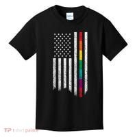 Thin Line Rainbow American Flag Kids T-Shirt thumb 0