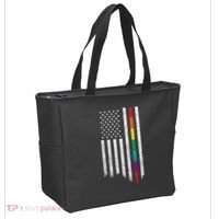 Thin Line Rainbow American Flag Tote Bag thumb 2