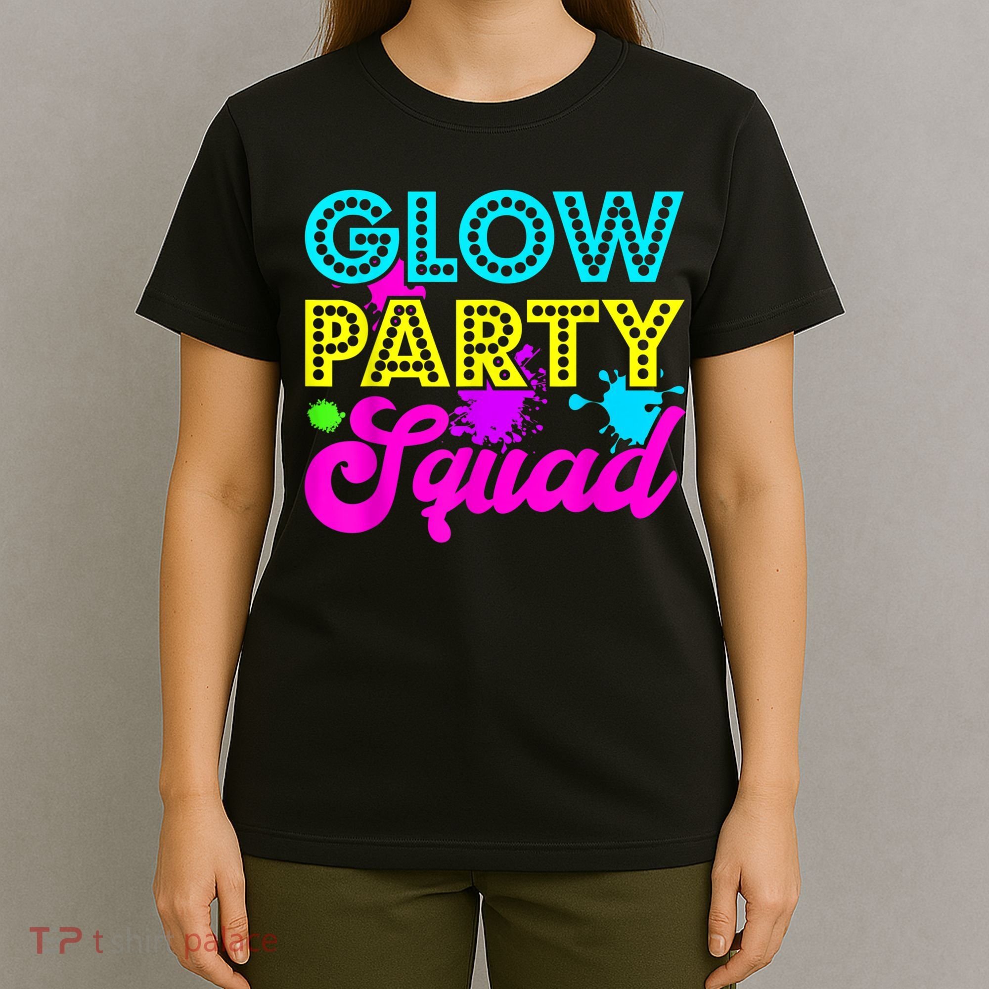 Glow Party Squad Halloween Costume Party Colorful T-Shirt