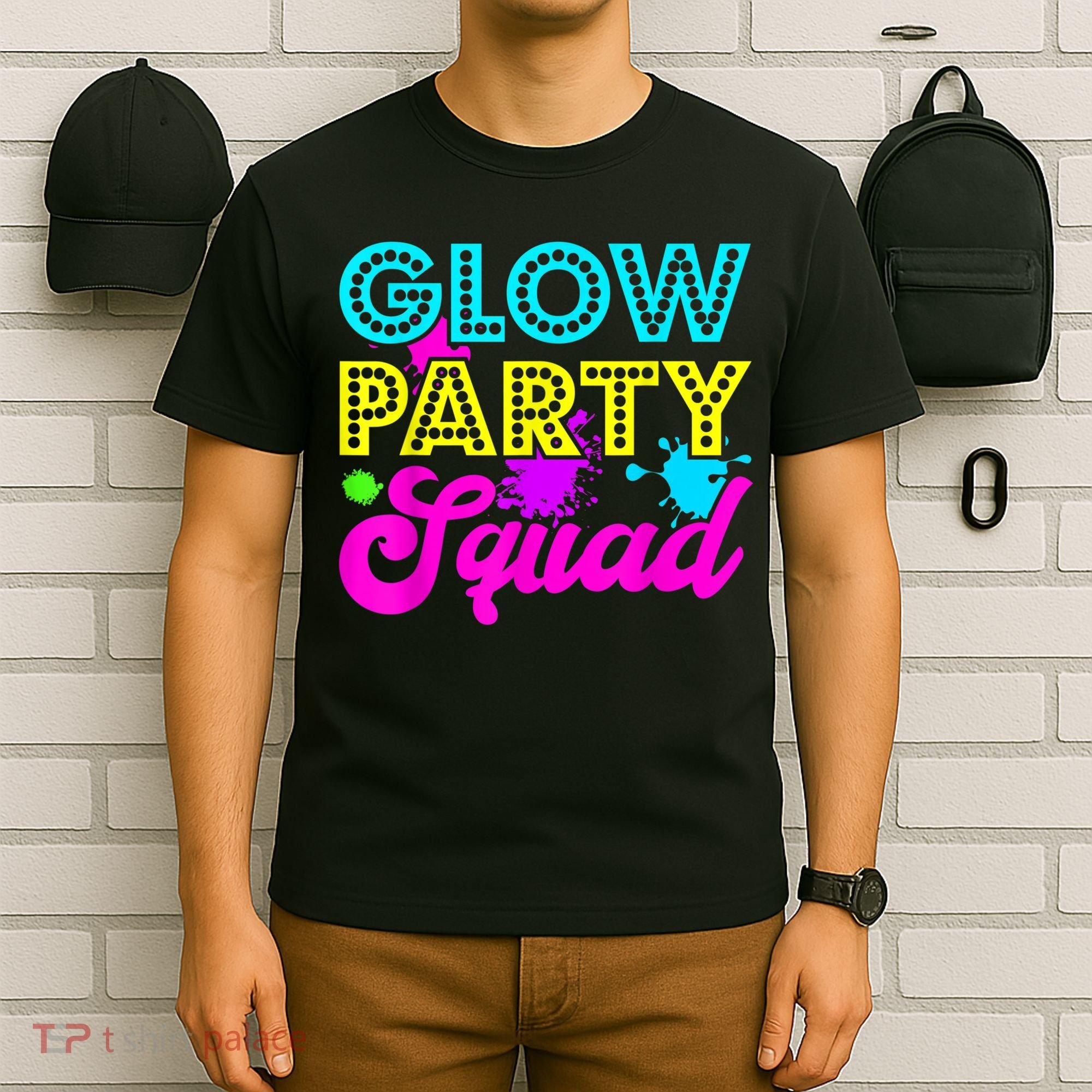 Glow Party Squad Halloween Costume Party Colorful T-Shirt