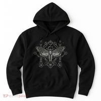 Goth Pagan Skull Occult Aesthetic Mystic Death Moth Hoodie thumb 0