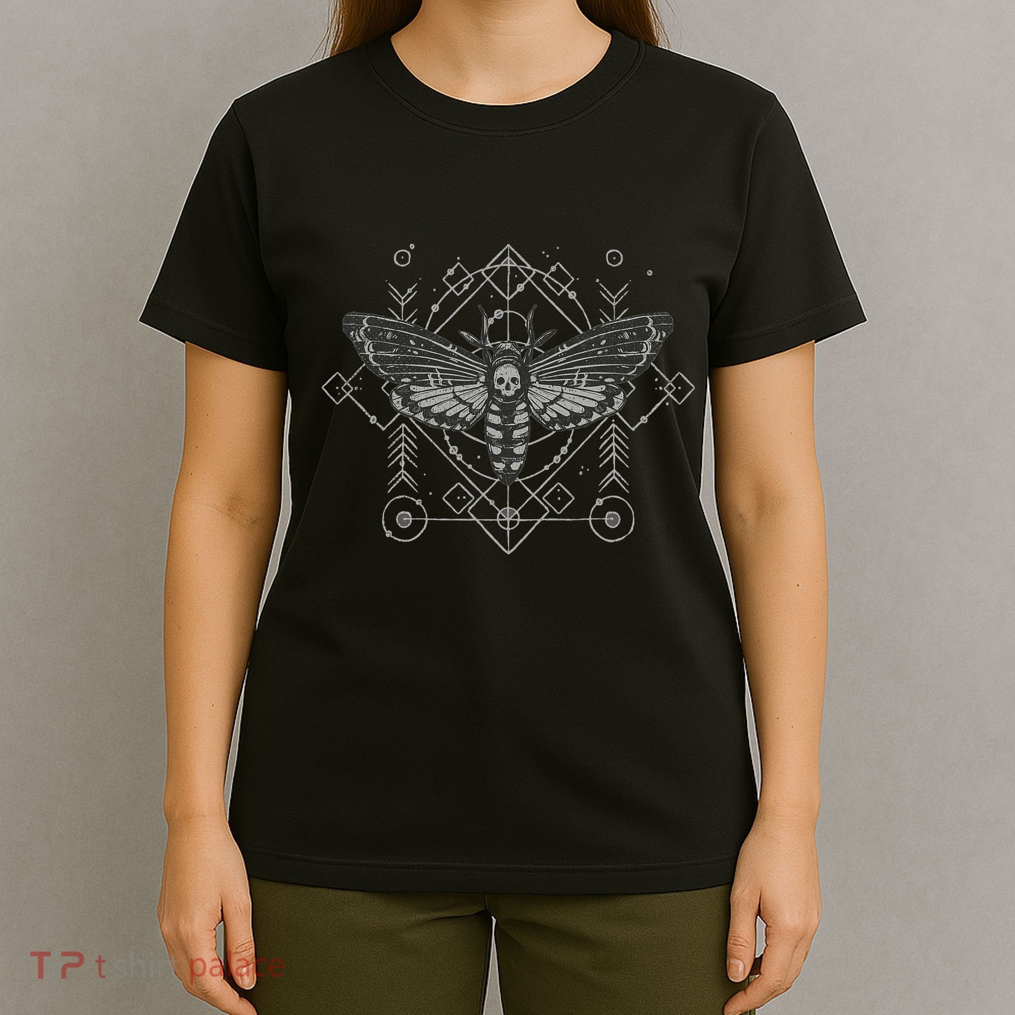 Goth Pagan Skull Occult Aesthetic Mystic Death Moth T-Shirt