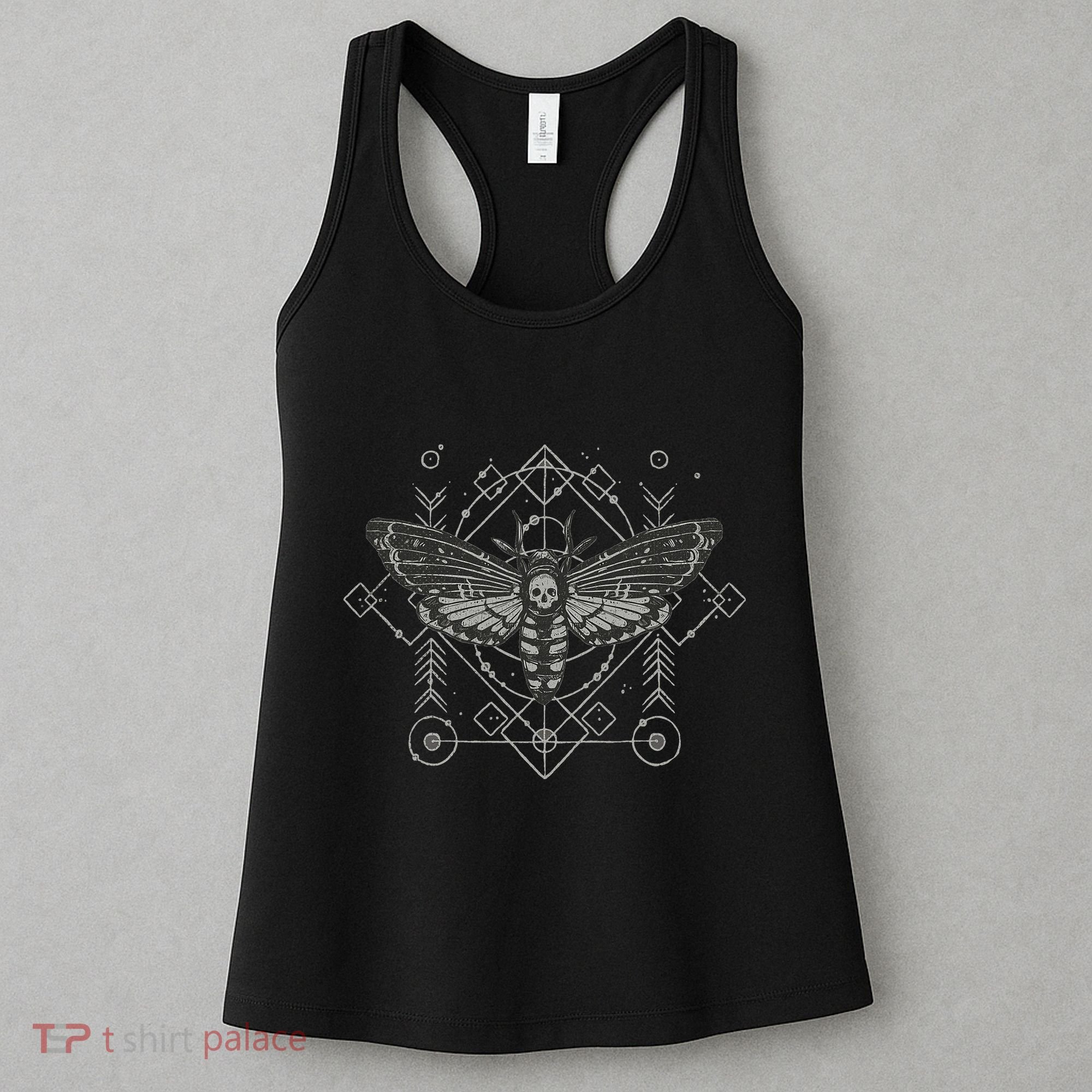 Goth Pagan Skull Occult Aesthetic Mystic Death Moth Women's Tank Top
