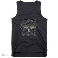 Goth Pagan Skull Occult Aesthetic Mystic Death Moth Tank Top thumb 0