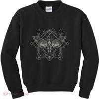 Goth Pagan Skull Occult Aesthetic Mystic Death Moth Kids Sweatshirt thumb 0