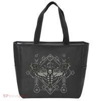 Goth Pagan Skull Occult Aesthetic Mystic Death Moth Tote Bag thumb 0