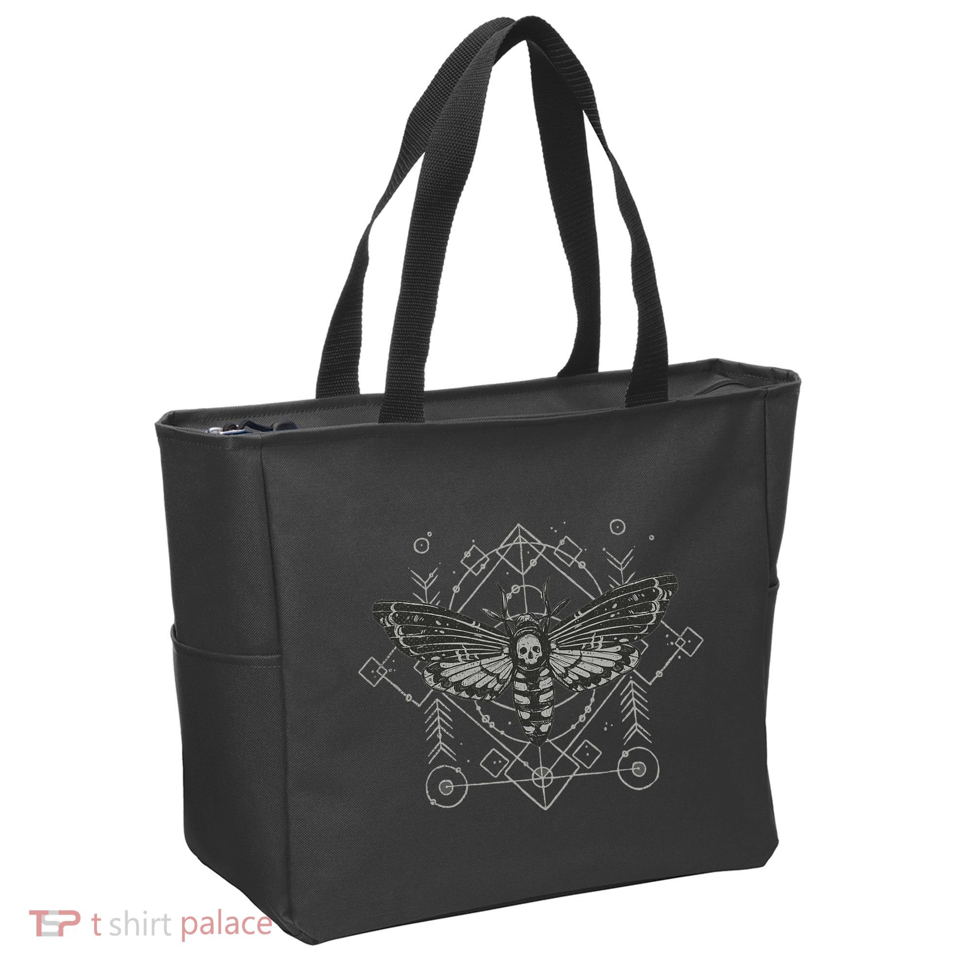 Goth Pagan Skull Occult Aesthetic Mystic Death Moth Tote Bag