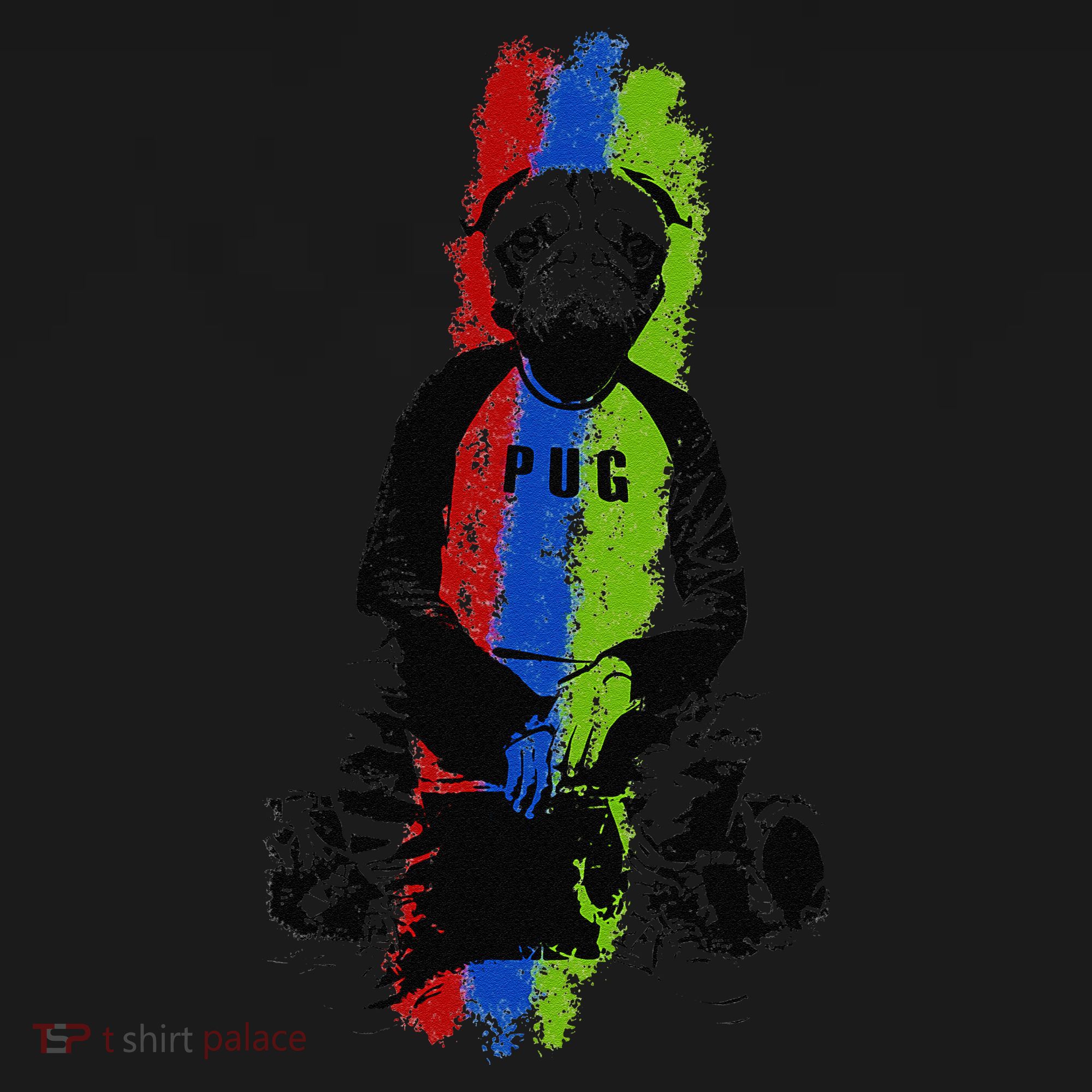 Good Pug Sitting Art Doggie Tank